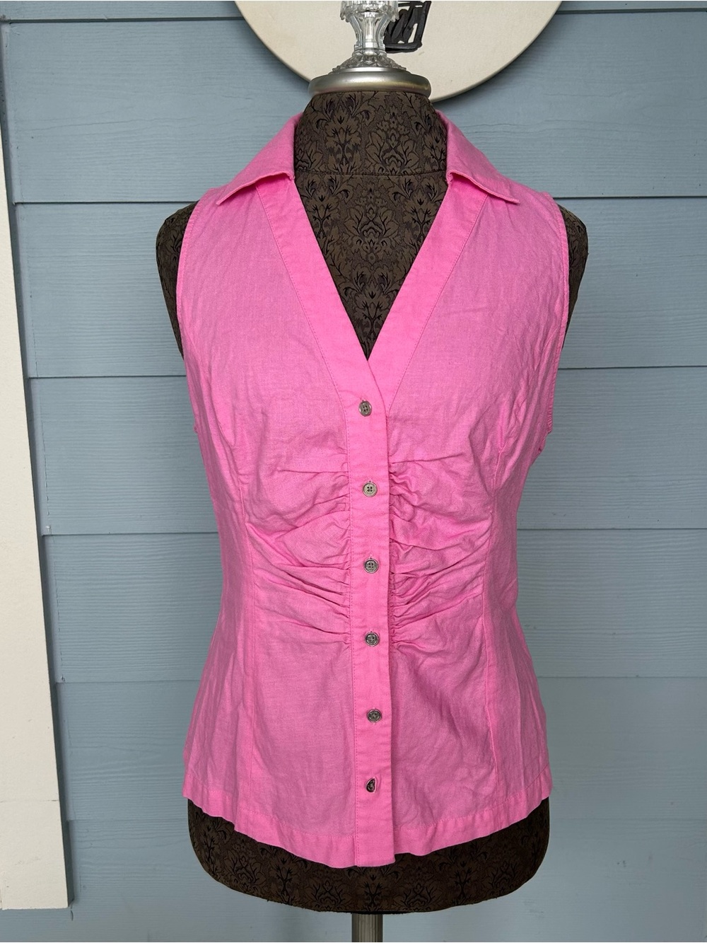 Michael Kors Hot Pink Sleeveless Button-Front V-Neck Camisole